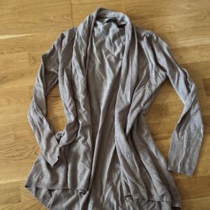 Zara Taupe Open-Front Draped Cardigan